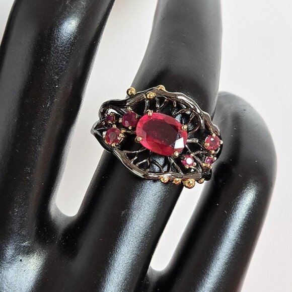 925 Sterling Silver Ring Sz 6.75 with Natural Ruby Gemstone - Picture 5 of 8